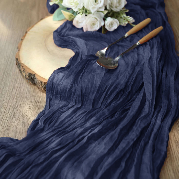 10 ft x 38" Premium Gauze Cheesecloth Table Runner - Navy Blue (1pc)