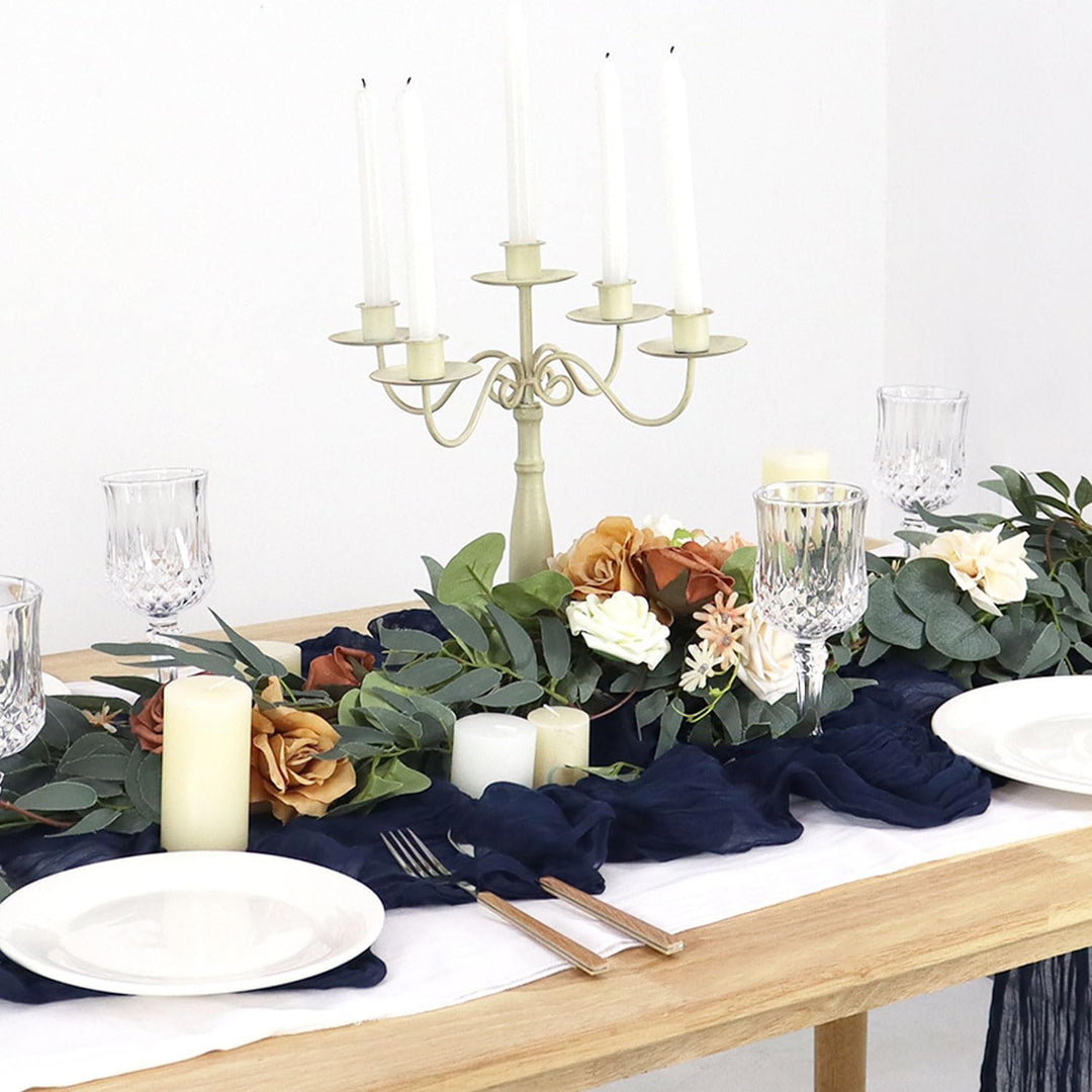 10 ft x 38" Premium Gauze Cheesecloth Table Runner - Navy Blue (1pc)