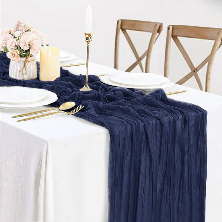 10 ft x 38" Premium Gauze Cheesecloth Table Runner - Navy Blue (1pc)