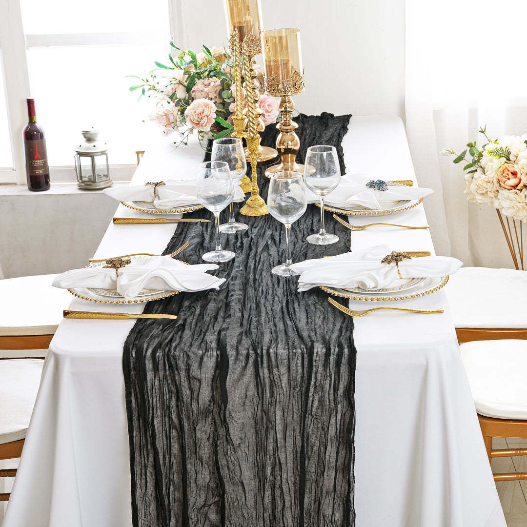 10 ft x 38" Premium Gauze Cheesecloth Table Runner - Black (1pc)