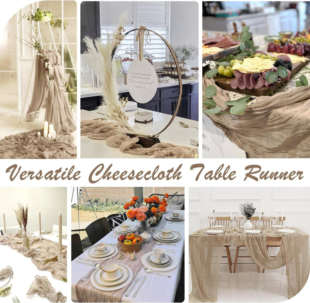 10 ft x 38" Premium Gauze Cheesecloth Table Runner - Latte/Taupe (1pc)