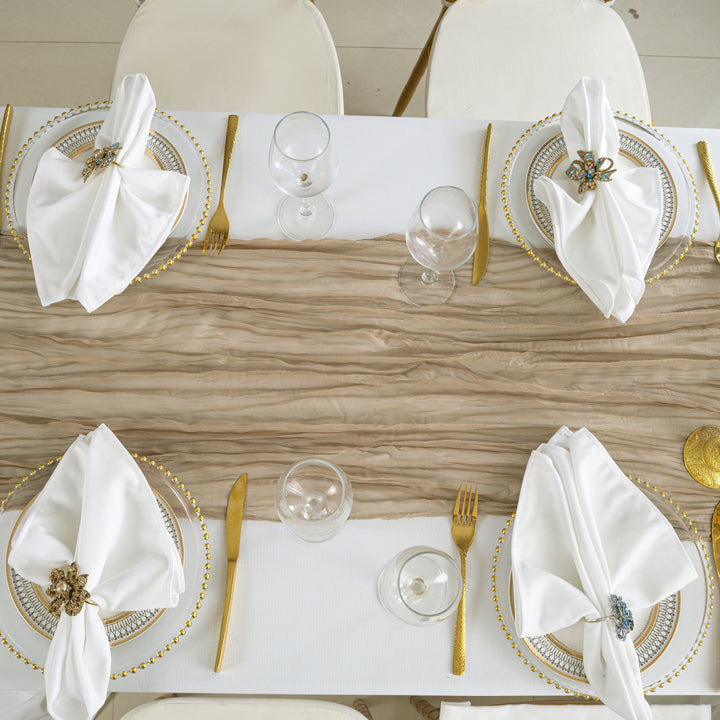 10 ft x 38" Premium Gauze Cheesecloth Table Runner - Latte/Taupe (1pc)