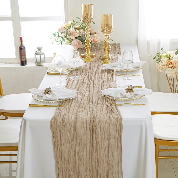10 ft x 38" Premium Gauze Cheesecloth Table Runner - Latte/Taupe (1pc)