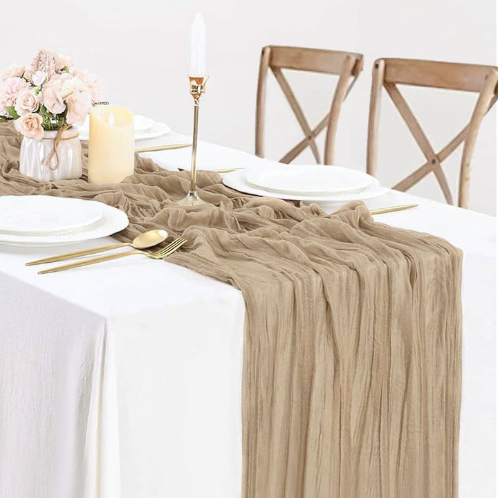 10 ft x 38" Premium Gauze Cheesecloth Table Runner - Latte/Taupe (1pc)