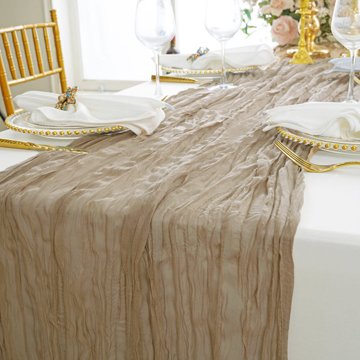10 ft x 38" Premium Gauze Cheesecloth Table Runner - Latte/Taupe (1pc)