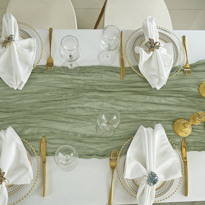 10 ft x 38" Premium Gauze Cheesecloth Table Runner - Dusty Sage (1pc)