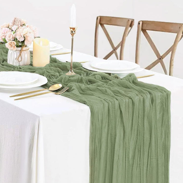 10 ft x 38" Premium Gauze Cheesecloth Table Runner - Dusty Sage (1pc)