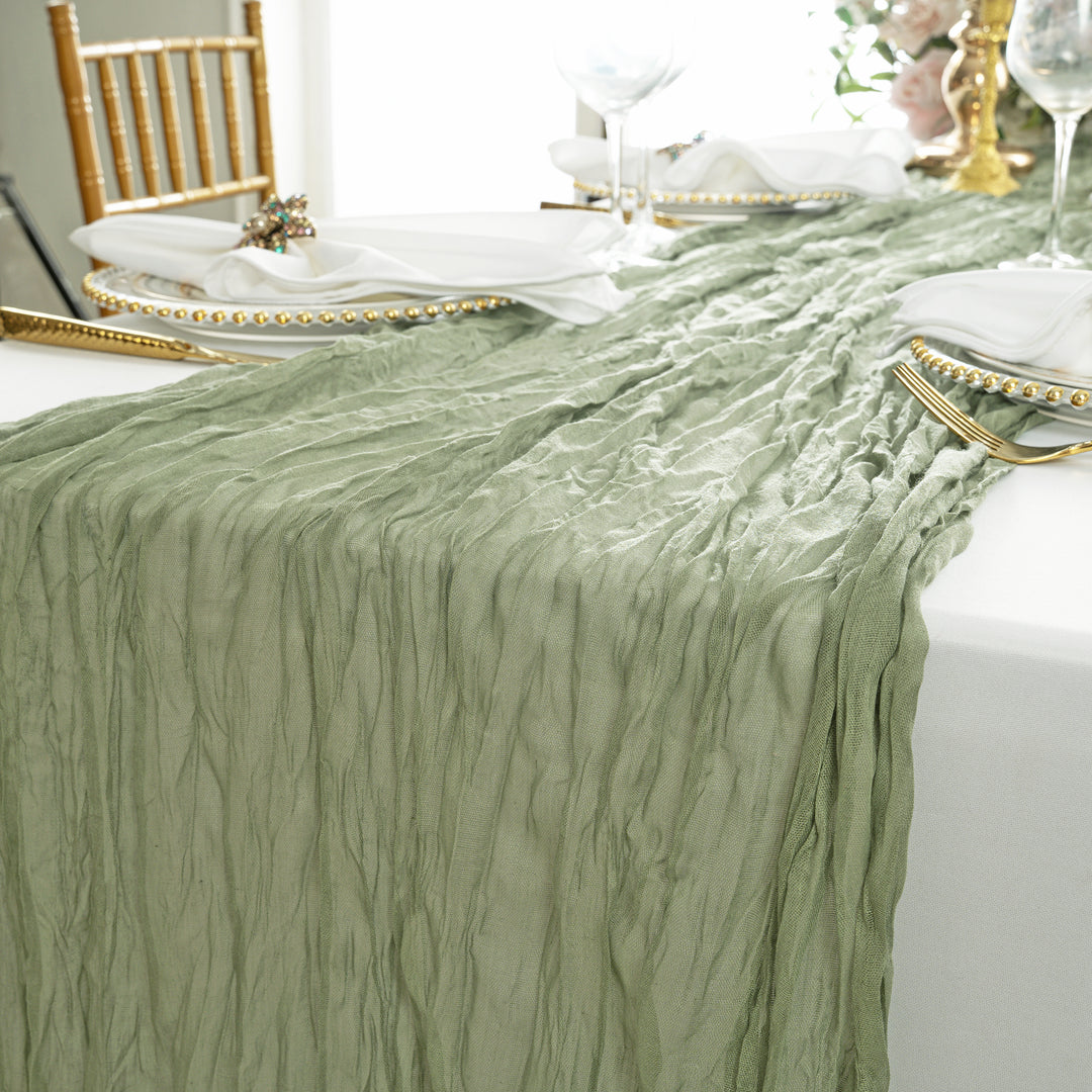 10 ft x 38" Premium Gauze Cheesecloth Table Runner - Dusty Sage (1pc)