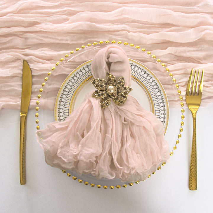 Sample 20"x20" Premium Gauze Cheesecloth Napkins - Blush Pink/Rose Gold (1pc)