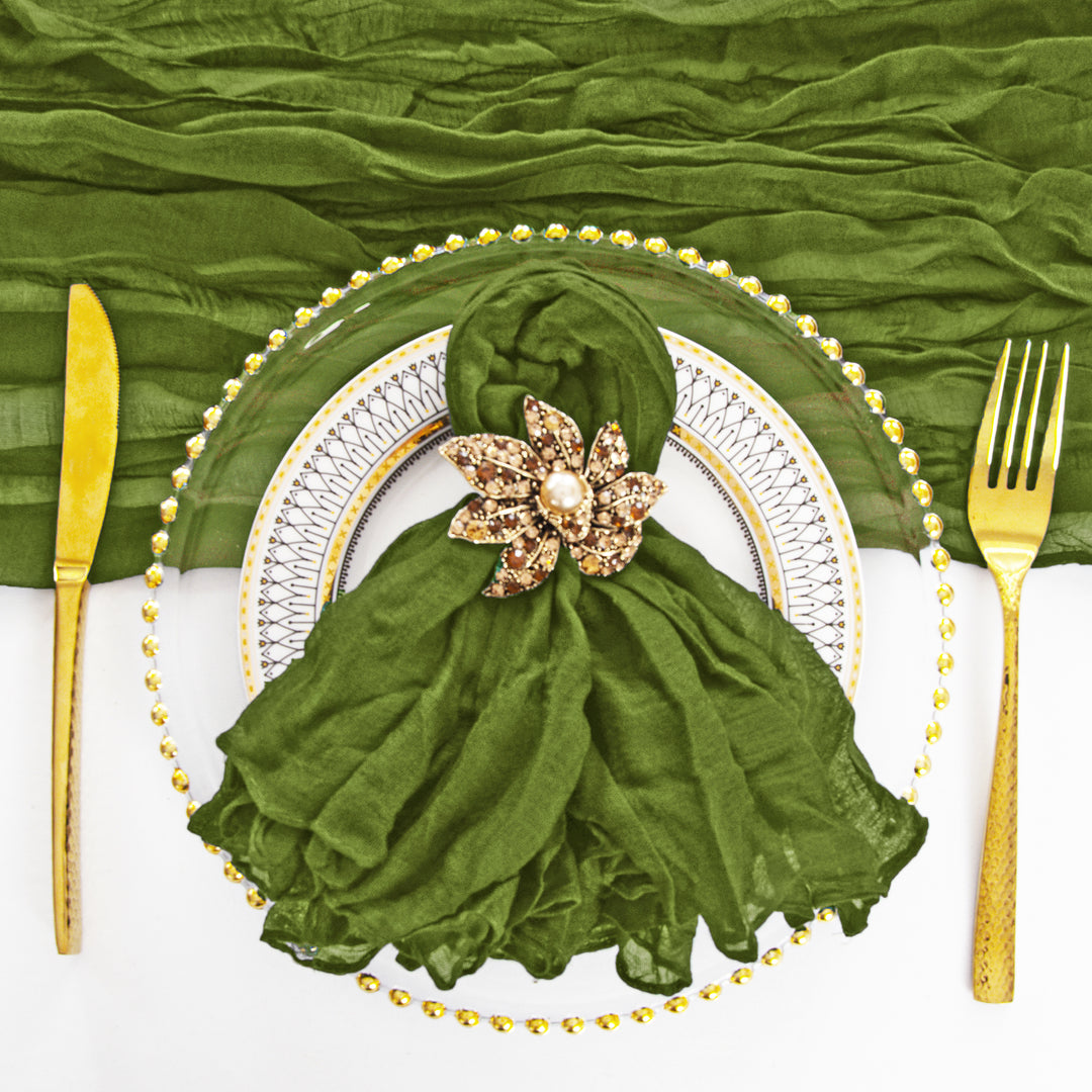 Sample 20"x20" Premium Gauze Cheesecloth Napkins - Moss Green/Olive Green (1pc)