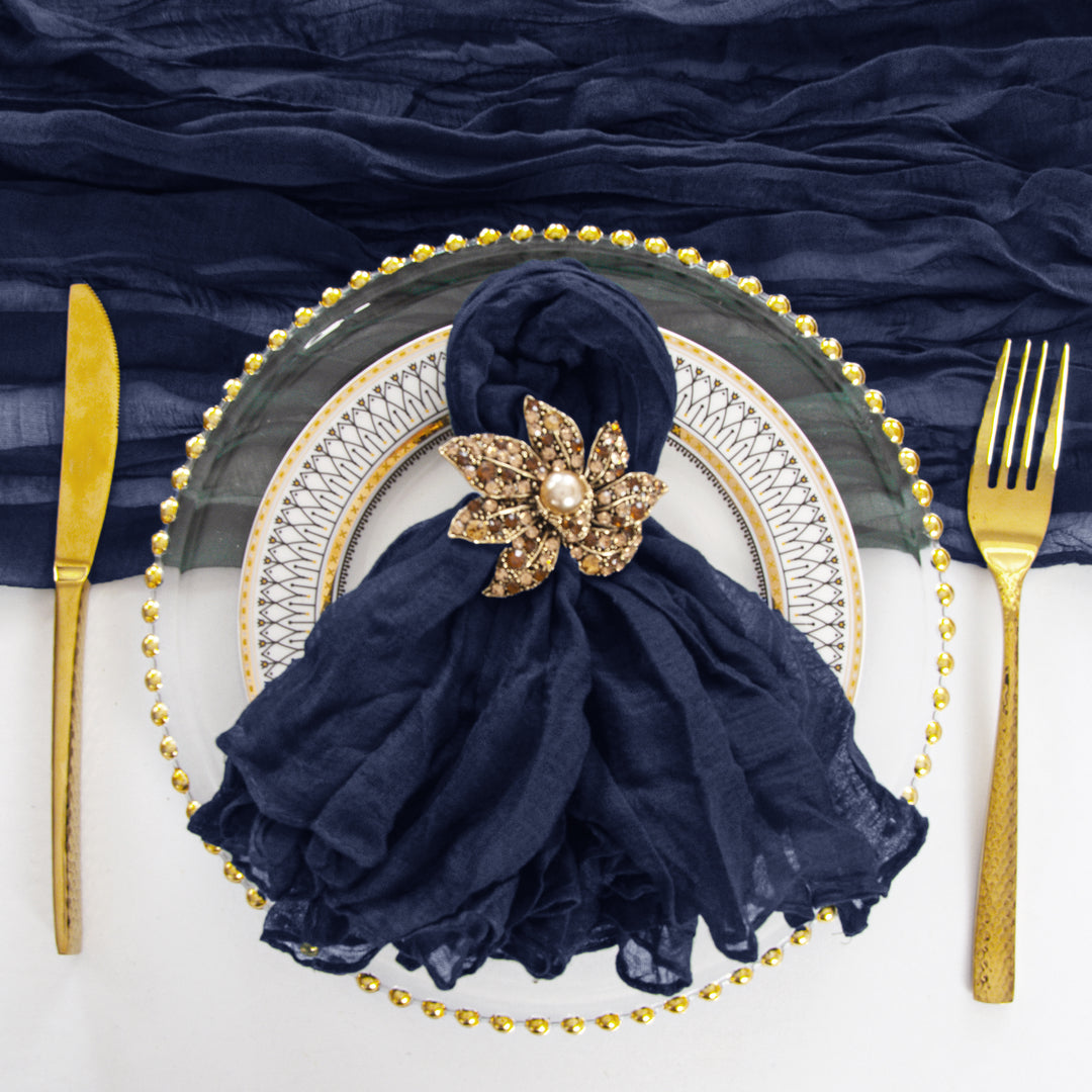 Sample 20"x20" Premium Gauze Cheesecloth Napkins - Navy Blue (1pc)