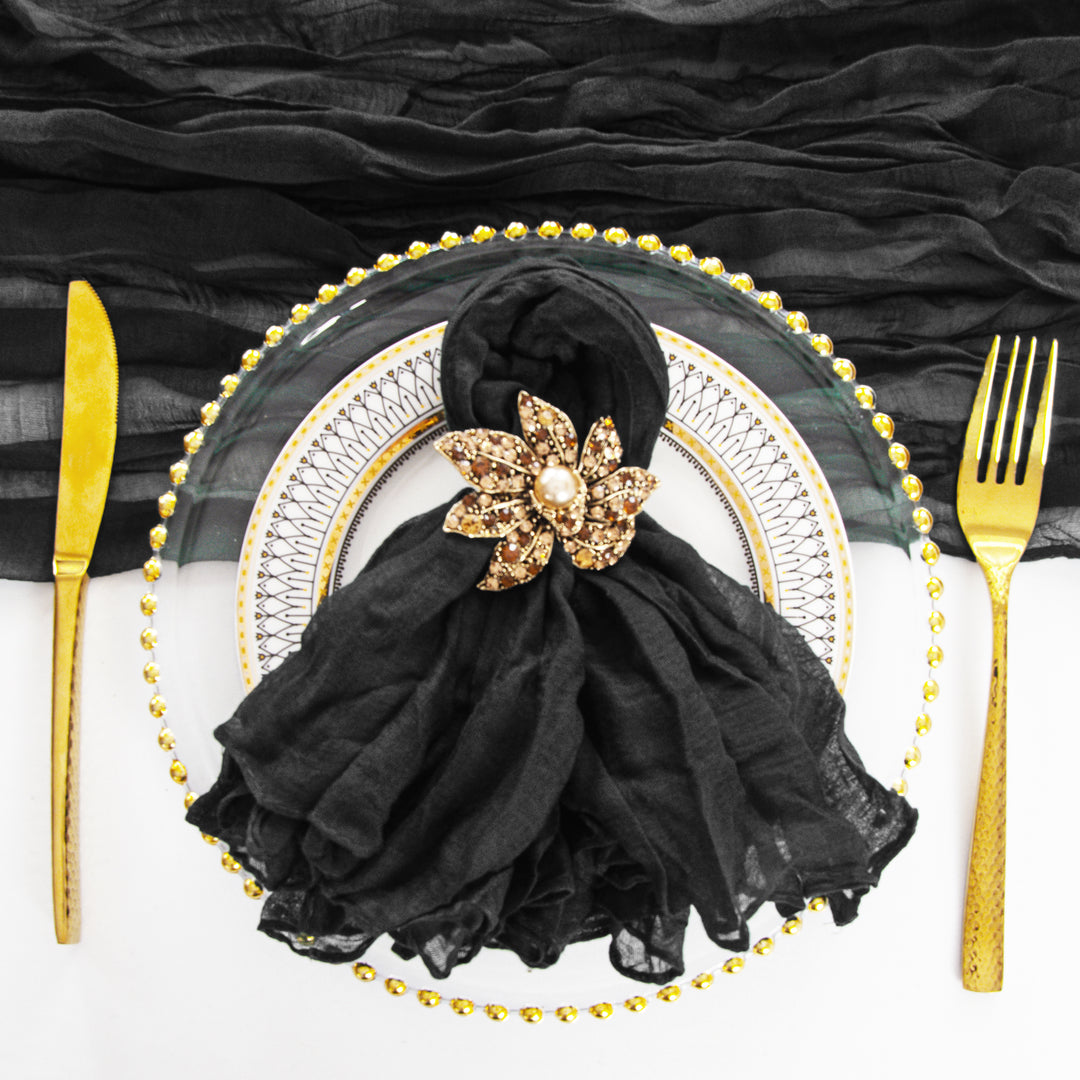 Sample 20"x20" Premium Gauze Cheesecloth Napkins - Black (1pc)