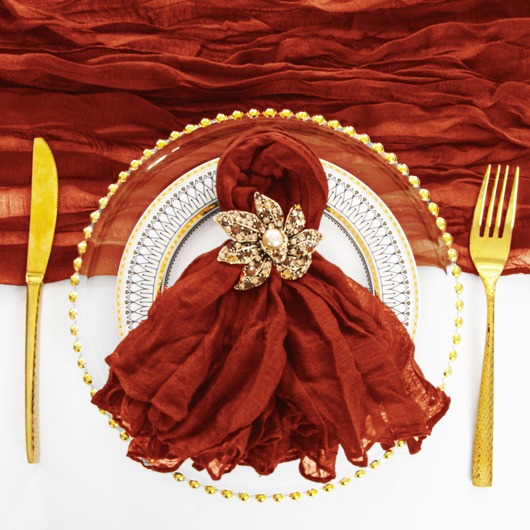 20"x20" Premium Gauze Cheesecloth Napkins - Rust/Burnt Orange (6pcs/pk)