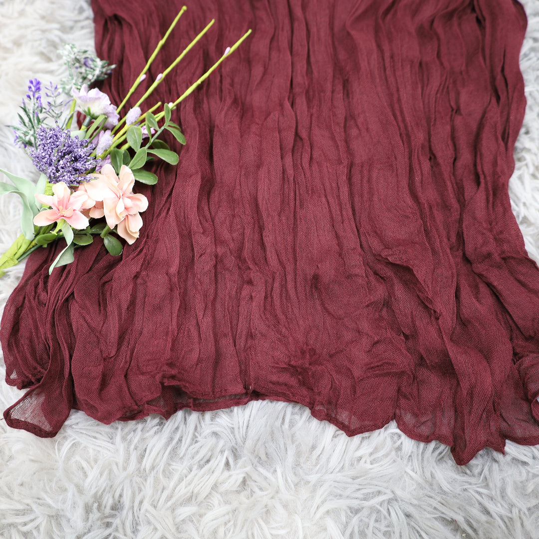 20 ft x 38" Premium Gauze Cheesecloth Wedding Arch Ceiling Drapery - Burgundy (1pc)