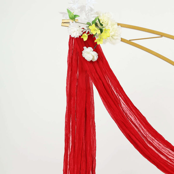 20 ft x 38" Premium Gauze Cheesecloth Wedding Arch Ceiling Drapery - Red (1pc)