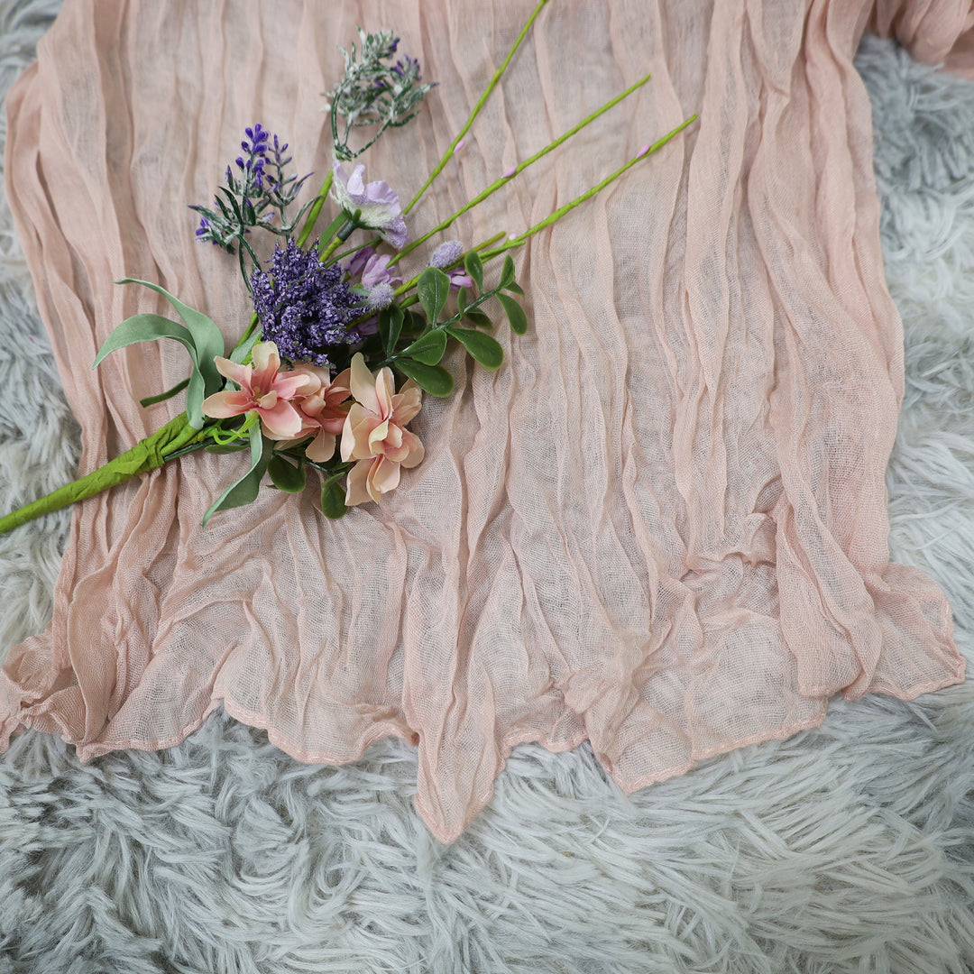 20 ft x 38" Premium Gauze Cheesecloth Wedding Arch Ceiling Drapery - Blush Pink/Rose Gold (1pc)
