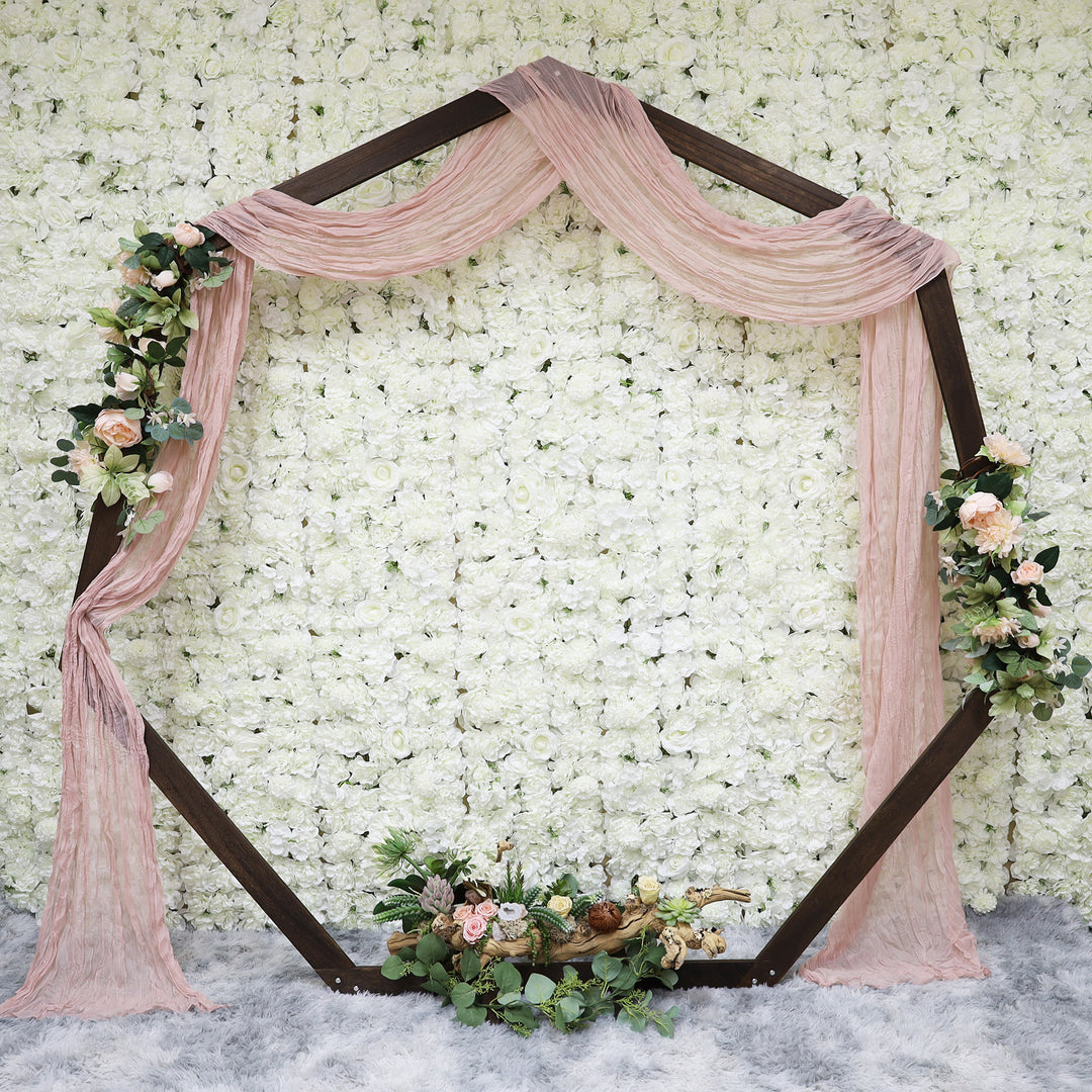 20 ft x 38" Premium Gauze Cheesecloth Wedding Arch Ceiling Drapery - Blush Pink/Rose Gold (1pc)