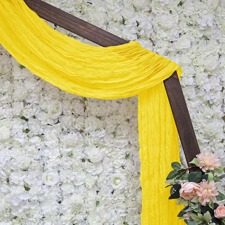 20 ft x 38" Premium Gauze Cheesecloth Wedding Arch Ceiling Drapery - Canary Yellow (1pc)