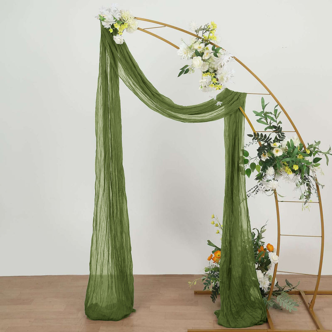 20 ft x 38" Premium Gauze Cheesecloth Wedding Arch Ceiling Drapery - Moss Green/Olive Green (1pc)