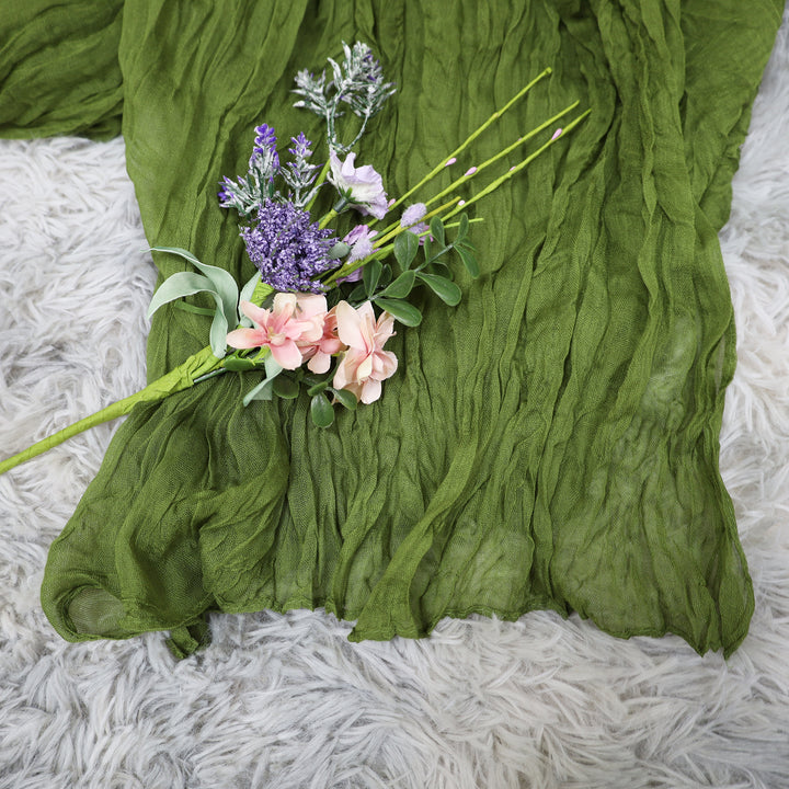 20 ft x 38" Premium Gauze Cheesecloth Wedding Arch Ceiling Drapery - Moss Green/Olive Green (1pc)