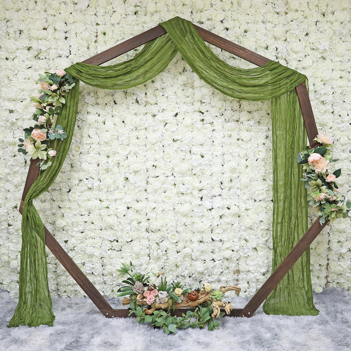 20 ft x 38" Premium Gauze Cheesecloth Wedding Arch Ceiling Drapery - Moss Green/Olive Green (1pc)
