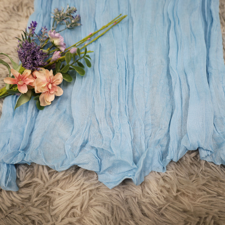 20 ft x 38" Premium Gauze Cheesecloth Wedding Arch Ceiling Drapery - Baby Blue (1pc)