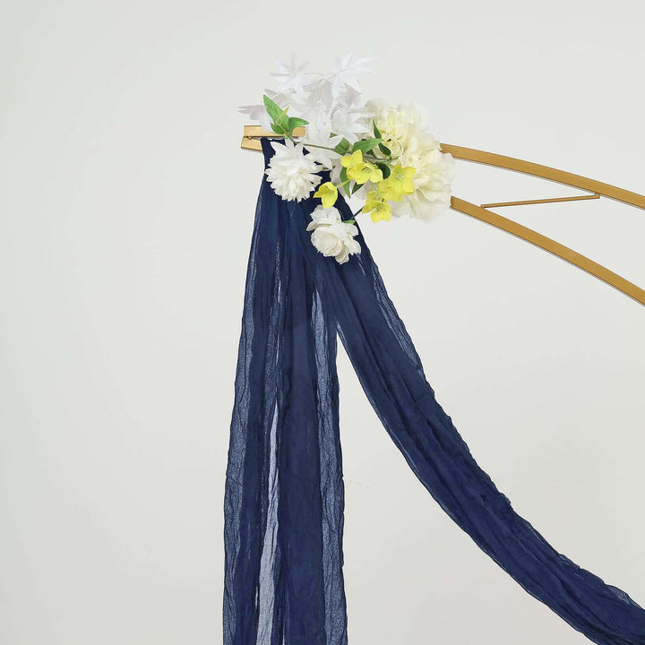 20 ft x 38" Premium Gauze Cheesecloth Wedding Arch Ceiling Drapery - Navy Blue (1pc)