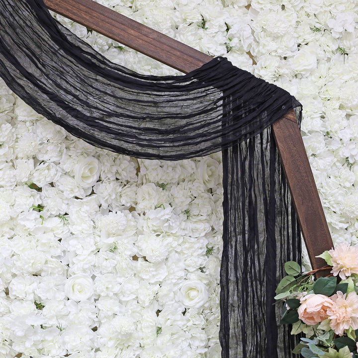 20 ft x 38" Premium Gauze Cheesecloth Wedding Arch Ceiling Drapery - Black (1pc)