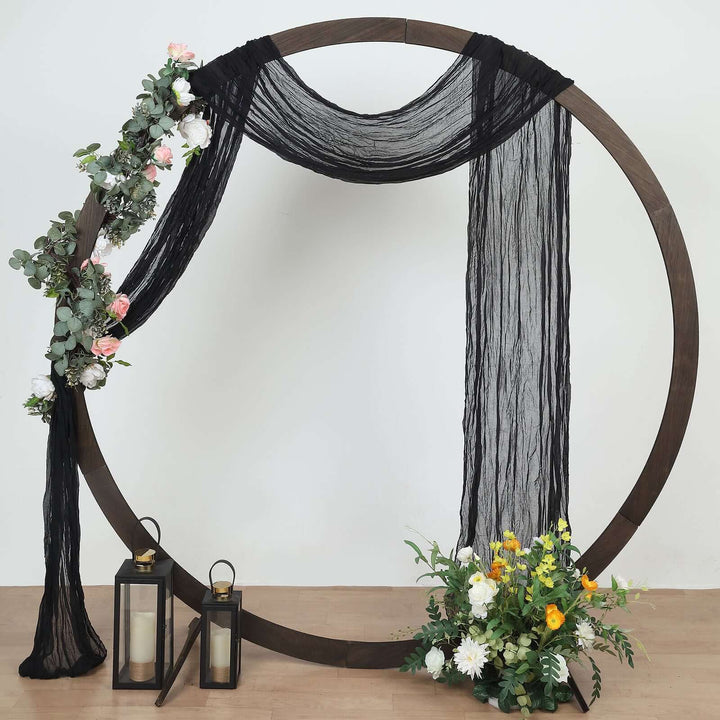 20 ft x 38" Premium Gauze Cheesecloth Wedding Arch Ceiling Drapery - Black (1pc)
