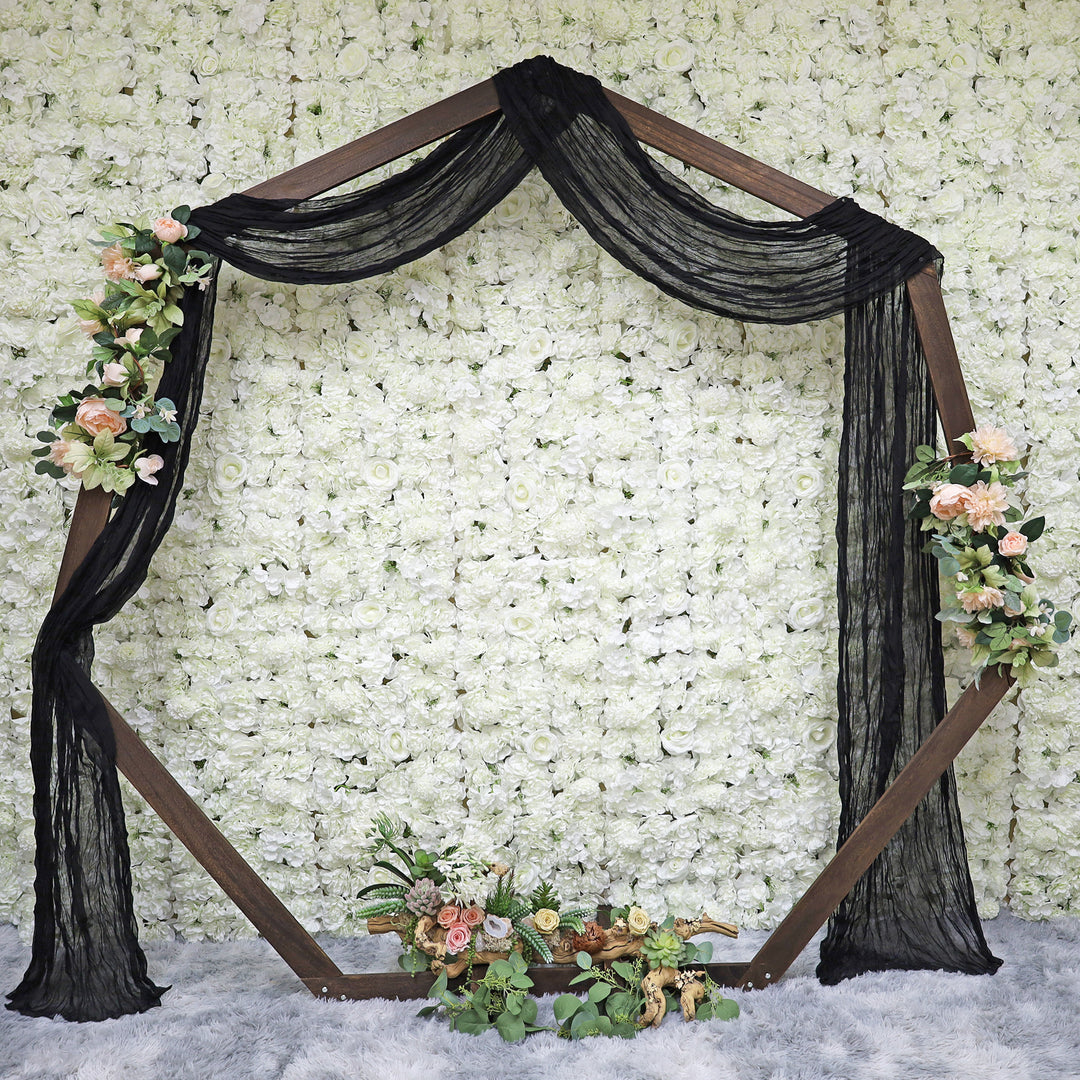 20 ft x 38" Premium Gauze Cheesecloth Wedding Arch Ceiling Drapery - Black (1pc)