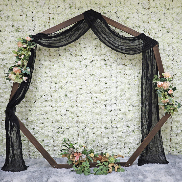 20 ft x 38" Premium Gauze Cheesecloth Wedding Arch Ceiling Drapery - Black (1pc)