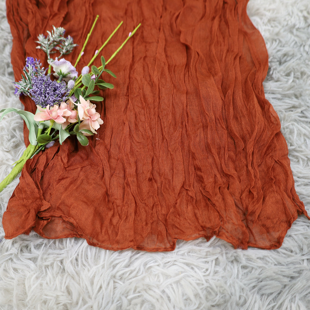20 ft x 38" Premium Gauze Cheesecloth Wedding Arch Ceiling Drapery - Rust/Burnt Orange (1pc)