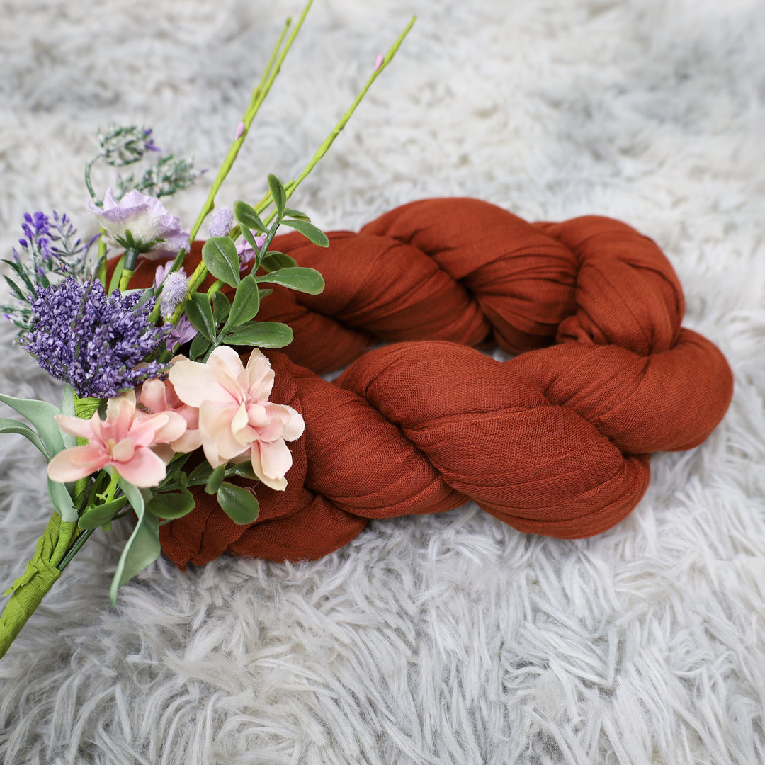 20 ft x 38" Premium Gauze Cheesecloth Wedding Arch Ceiling Drapery - Rust/Burnt Orange (1pc)