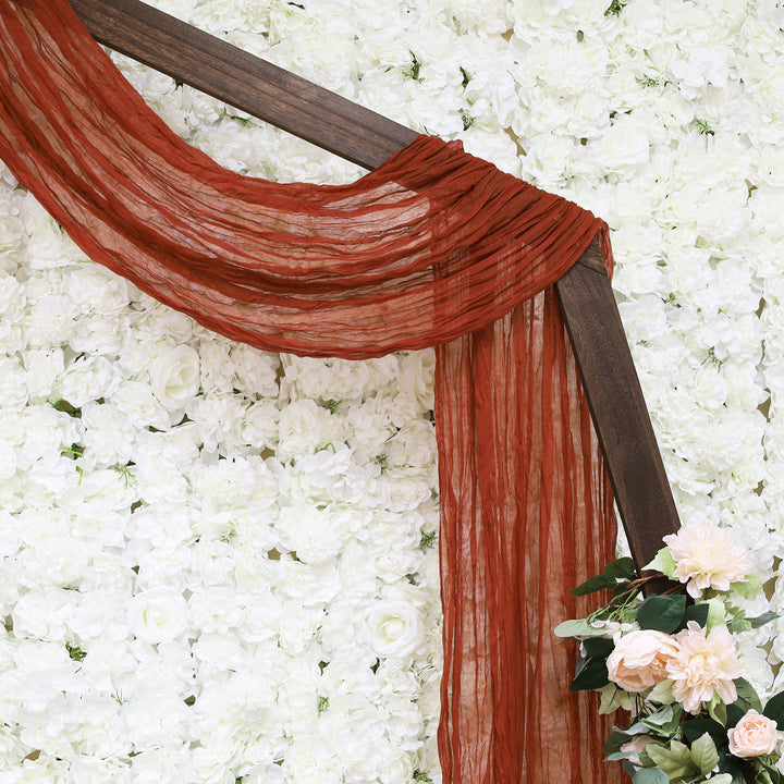 20 ft x 38" Premium Gauze Cheesecloth Wedding Arch Ceiling Drapery - Rust/Burnt Orange (1pc)