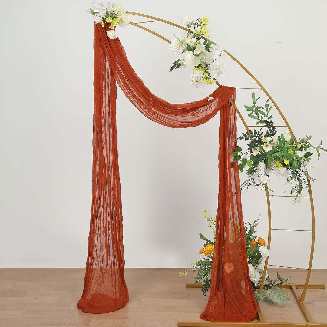 20 ft x 38" Premium Gauze Cheesecloth Wedding Arch Ceiling Drapery - Rust/Burnt Orange (1pc)