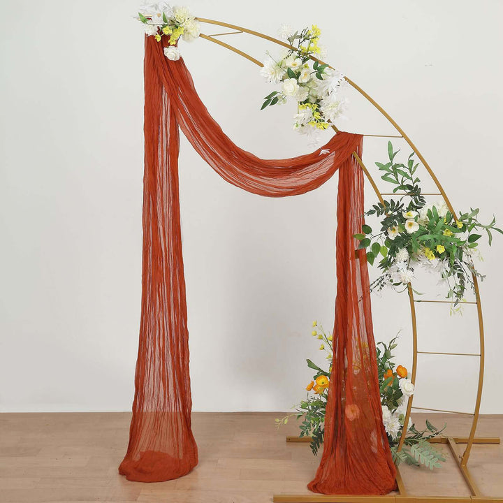 20 ft x 38" Premium Gauze Cheesecloth Wedding Arch Ceiling Drapery - Rust/Burnt Orange (1pc)