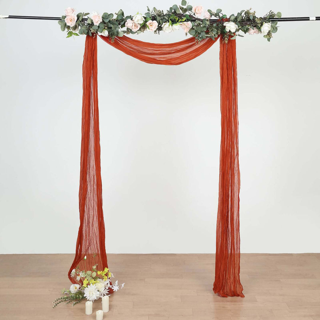 20 ft x 38" Premium Gauze Cheesecloth Wedding Arch Ceiling Drapery - Rust/Burnt Orange (1pc)