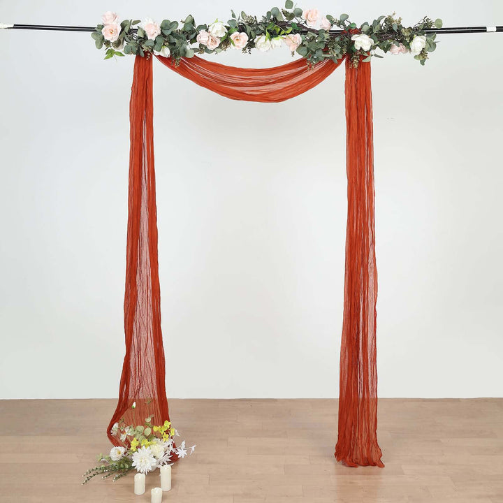 20 ft x 38" Premium Gauze Cheesecloth Wedding Arch Ceiling Drapery - Rust/Burnt Orange (1pc)