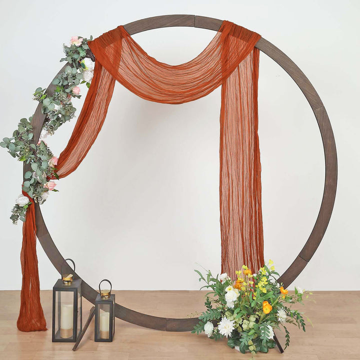 20 ft x 38" Premium Gauze Cheesecloth Wedding Arch Ceiling Drapery - Rust/Burnt Orange (1pc)