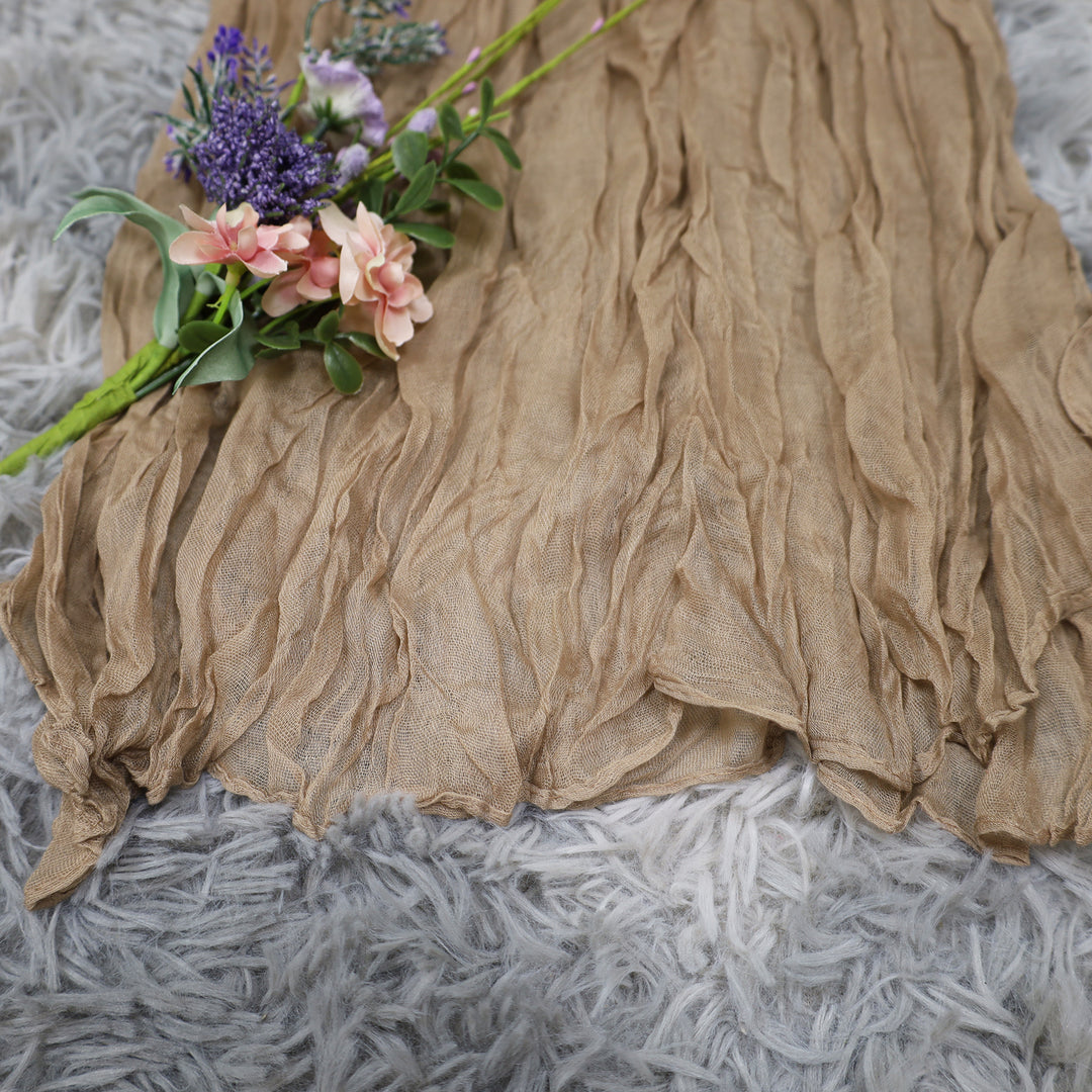20 ft x 38" Premium Gauze Cheesecloth Wedding Arch Ceiling Drapery - Latte/Taupe (1pc)
