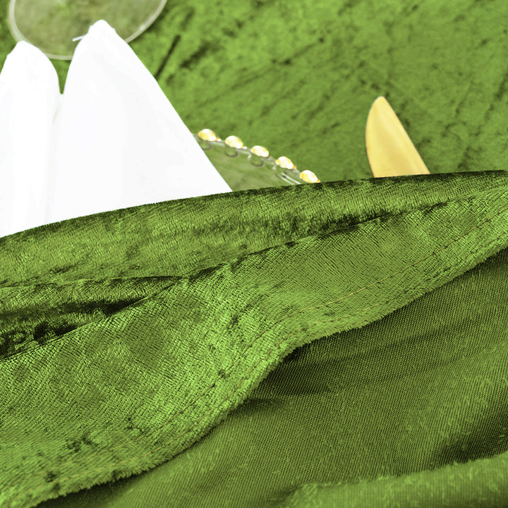 85"x85" Seamless Square Ice Crushed Velvet (200 GSM) Tablecloth/Table Overlay - Moss Green/Olive Green (1pc)