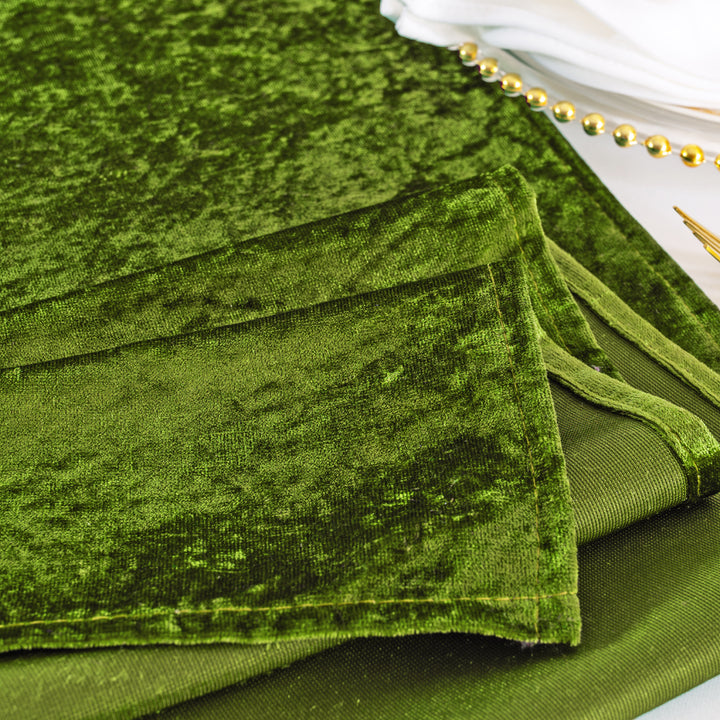 13"x108" Ice Crushed Velvet (200 GSM) Table Runner - Moss Green/Olive Green (1pc)