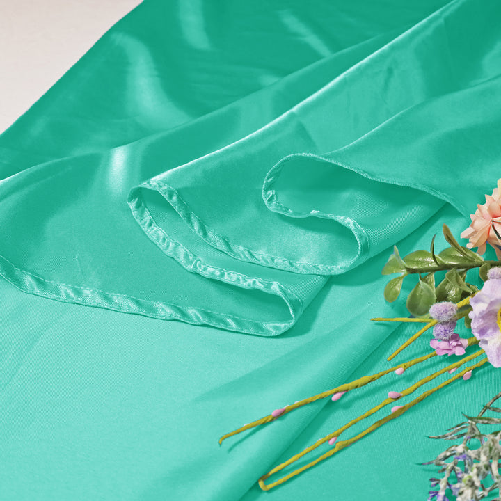 132" Round Heavy Duty Satin Tablecloth - Tiff Blue/Aqua Blue (1pc)