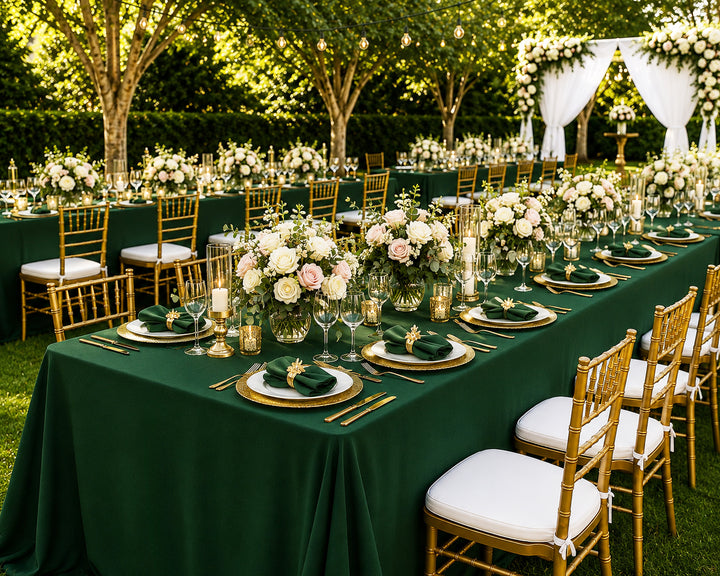 90"x132" Seamless Rectangular Scuba (Wrinkle-Free) Tablecloth - Hunter Green/Holly Green (1pc)