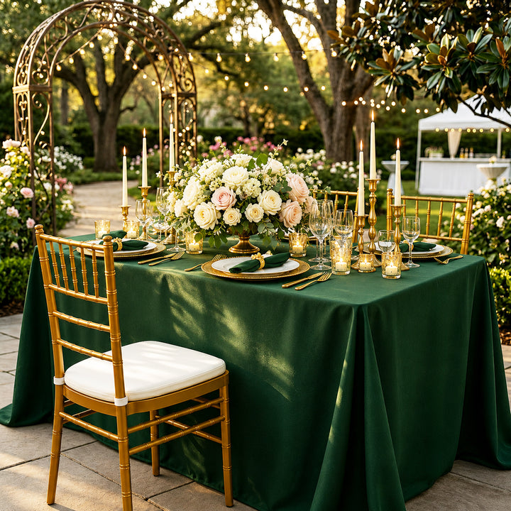 90"x132" Seamless Rectangular Scuba (Wrinkle-Free) Tablecloth - Hunter Green/Holly Green (1pc)