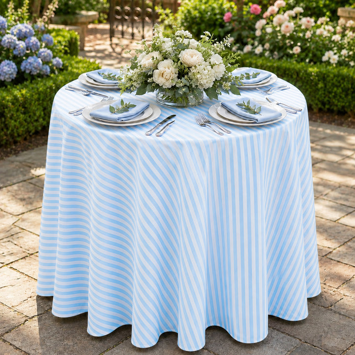 108" Seamless Round Seersucker Polyester Tablecloth - Baby Blue (1pc)