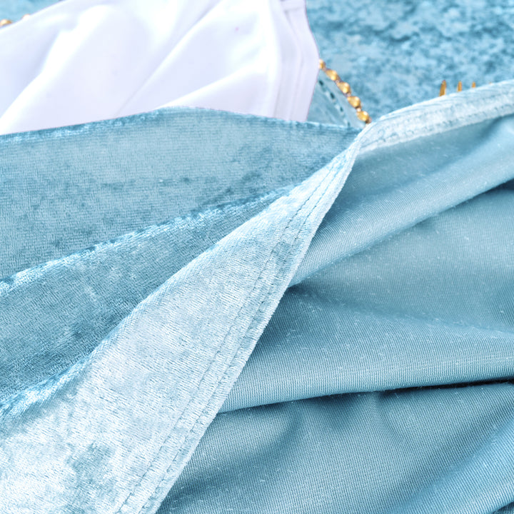 90"x156" Seamless Rectangular Ice Crushed Velvet (200 GSM) Tablecloth - Baby Blue (1pc)