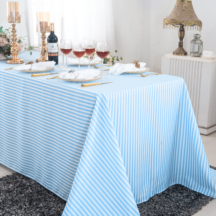 90"x156" Seamless Rectangular Seersucker Polyester Tablecloth - Baby Blue (1pc)