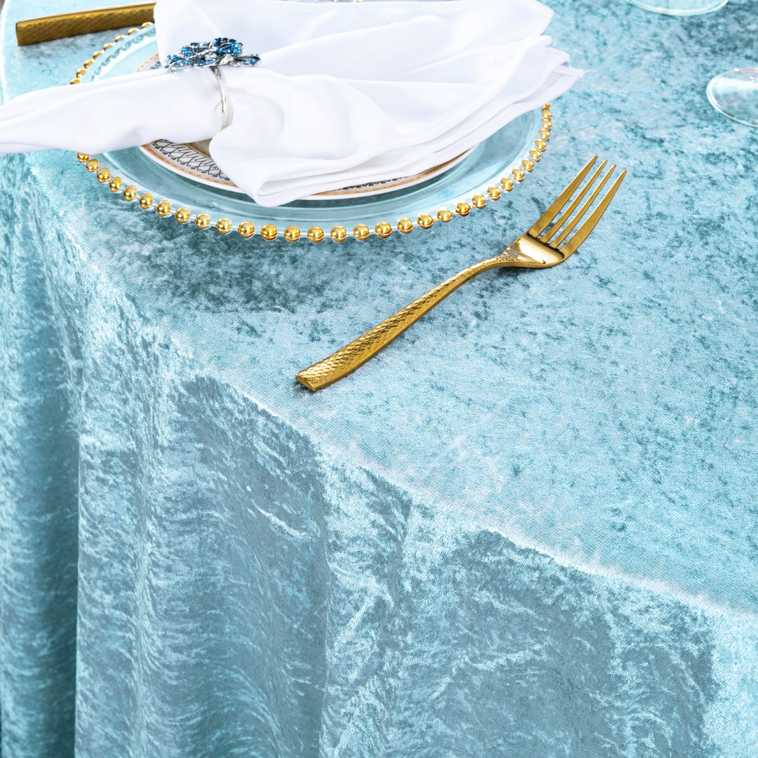 90"x156" Seamless Rectangular Ice Crushed Velvet (200 GSM) Tablecloth - Baby Blue (1pc)