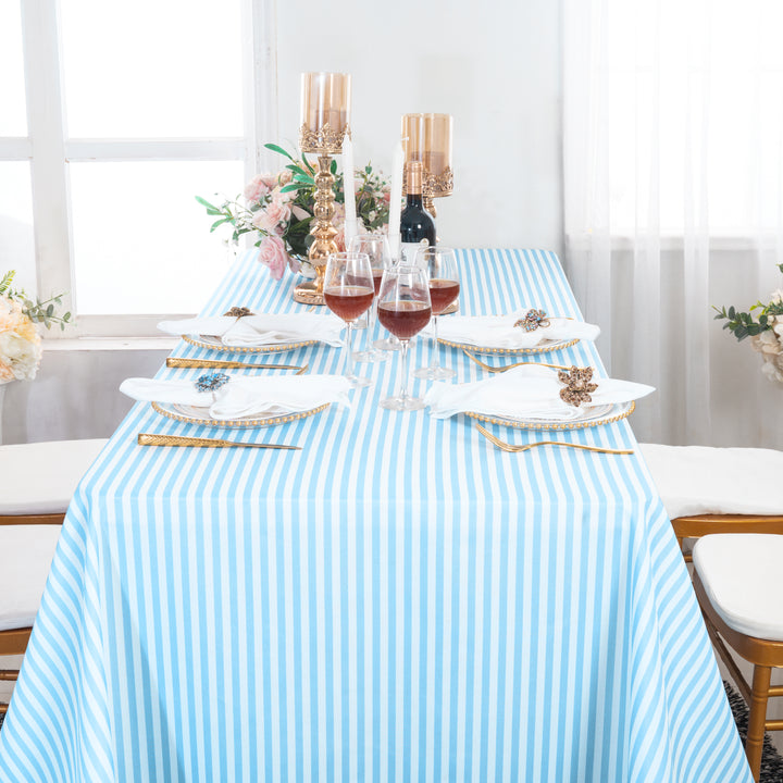 90"x156" Seamless Rectangular Seersucker Polyester Tablecloth - Baby Blue (1pc)